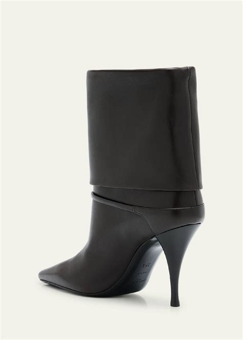 Saint Laurent Niki Leather YSL Buckle Ankle Booties